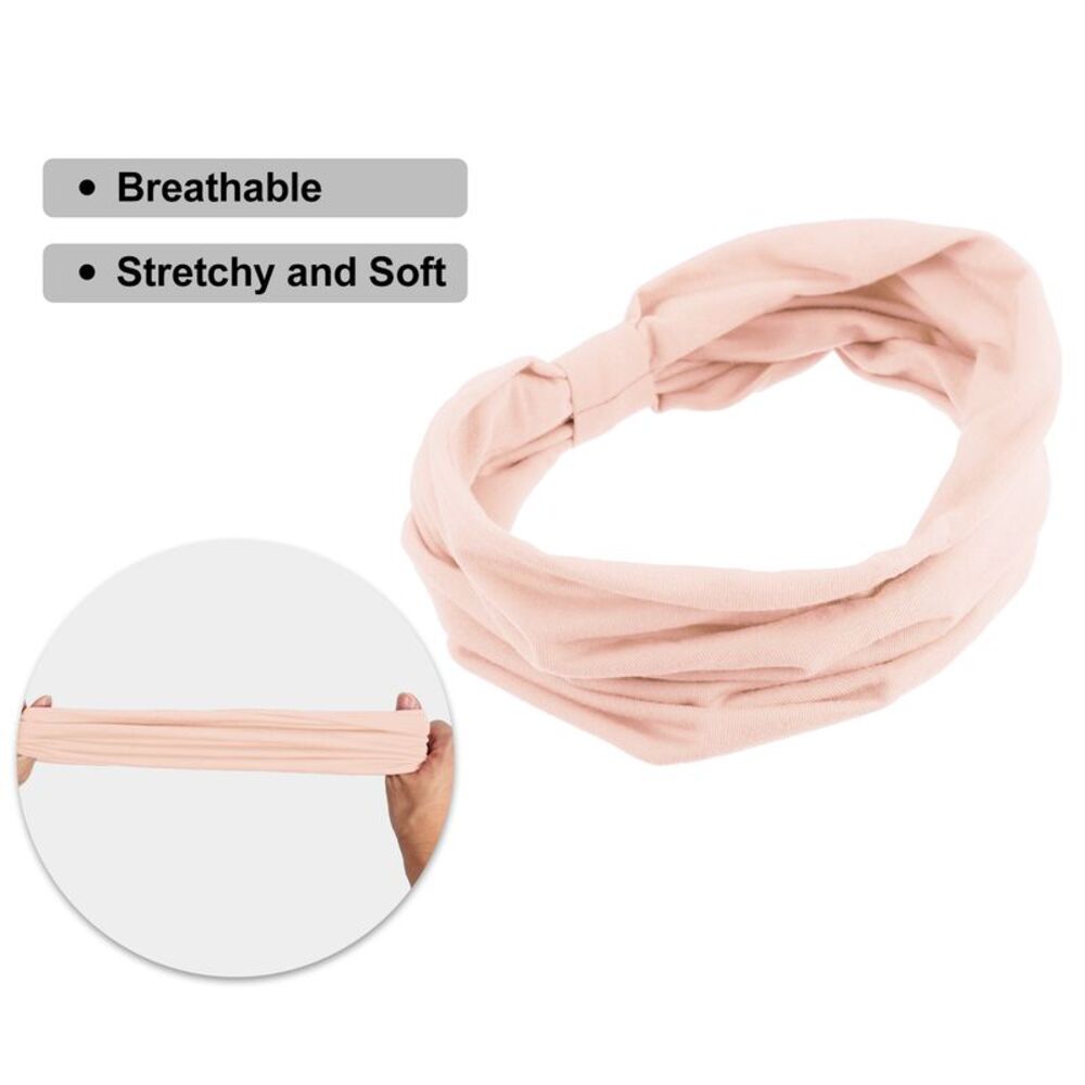 Cotton Stretchy Moisture Wicking Sweatbands Headband for Sports Yoga Pink - Picture 3 of 7